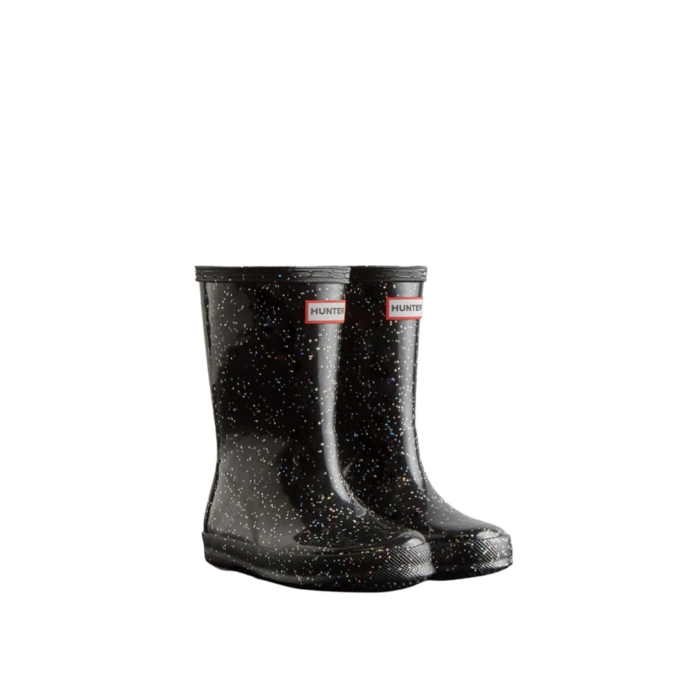 Hunter Kids Black Rain Boots with Multicolor Speckles